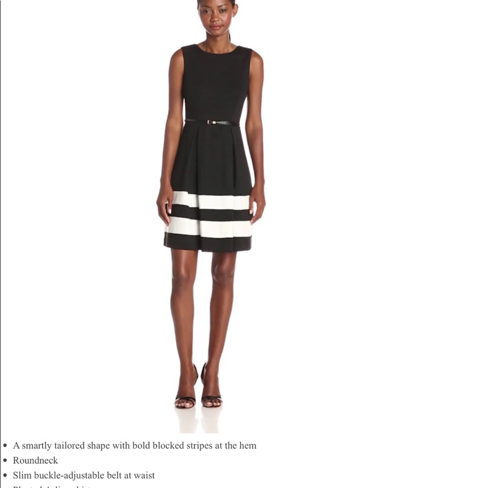 Calvin Klein Black fit and flare belted dress - Picture 2 of 3